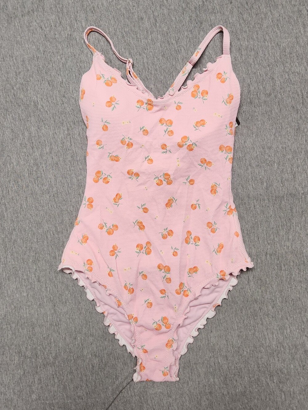 Shade & Shore Women’s Peach‑Print Scoop‑Neck Cheeky One‑Piece Swimsuit – Pink S